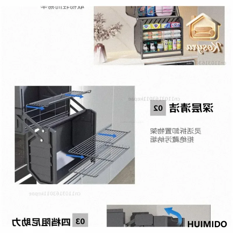 Hanging cabinet lift-down pull-down basket Manual high cabinet Refrigerator top cabinet pull-down basket Kitchen Vertica