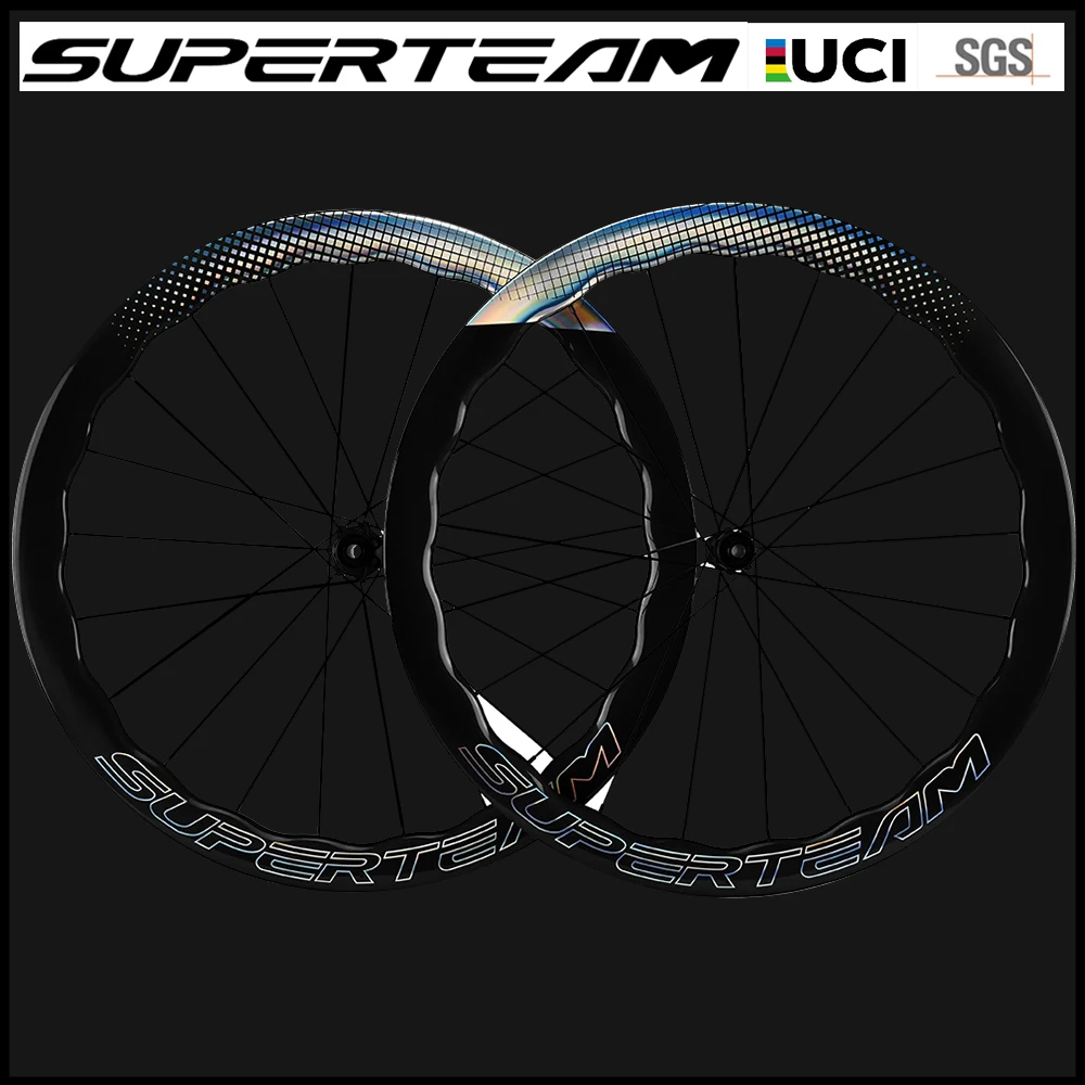 SUPERTEAM PRO D28-50 DISC Brake Shine Decals 700C Carbon Wheelset for Shimano/ Sram XDR