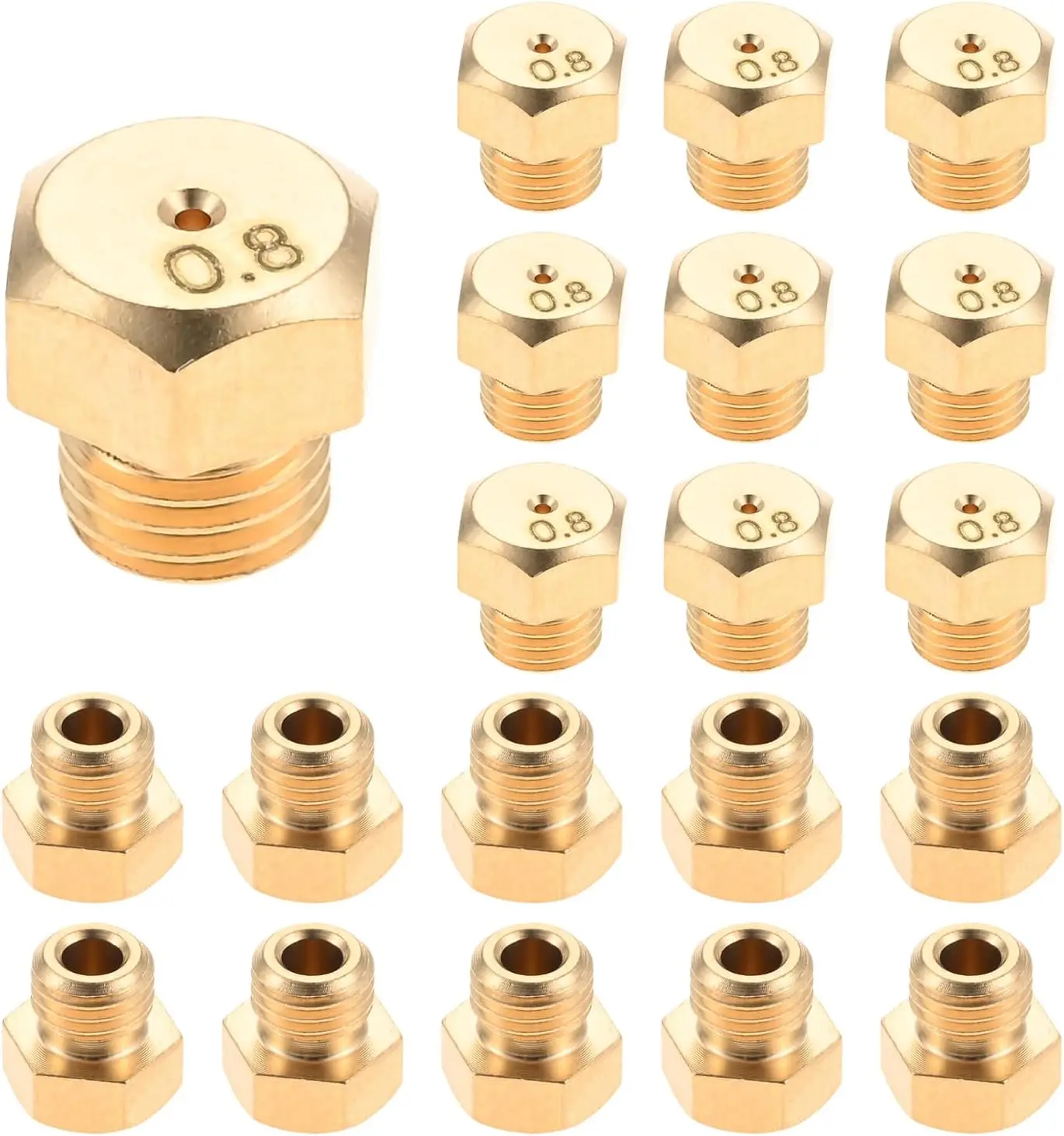 

20 шт. латунное сопло с наружной резьбой 1/4 "-32unef с струйным отверстием 0,8 мм (0,0331 дюйма), не универсальное для гриля Weber Genesis и Genesis II E310