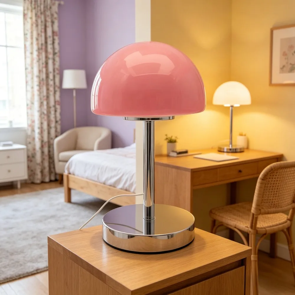 lampe-de-table-en-verre-en-forme-de-dome-champignon-base-en-metal-lumiere-d'ambiance-nordique-retro-pour-chambre-a-coucher-design-de-niche-tendance