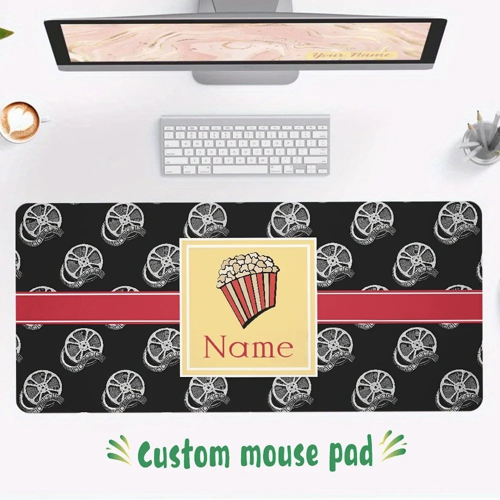 [2D Flat] 1pc Custom Personalized Popcorn Film Reel Mouse Pad Custom Name Multi Sizes Gaming Mouse Pad