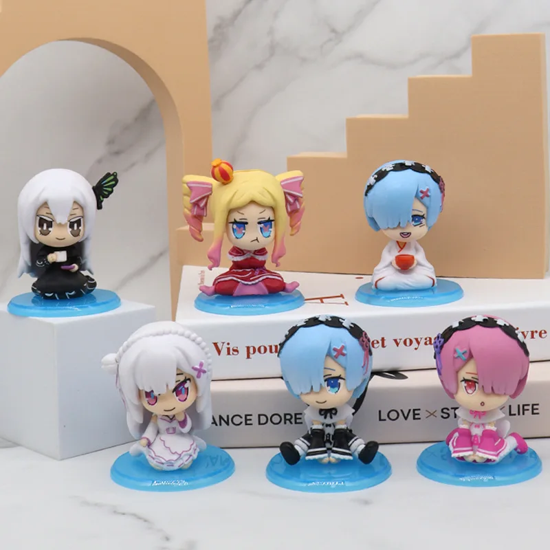 6Pcs/Set Re:Life In A Different World From Zero Anime Figure Pvc Action Figure Rem Ram Collection Model Toys Gifts