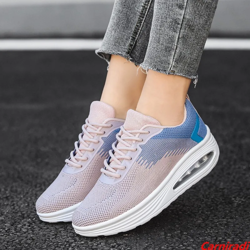 

Fashion Flying Weave Breathable Running Shoes Women Lightweight Cushioning Casual Sneakers Ladies Non-slip Jogging Shoes 35-41