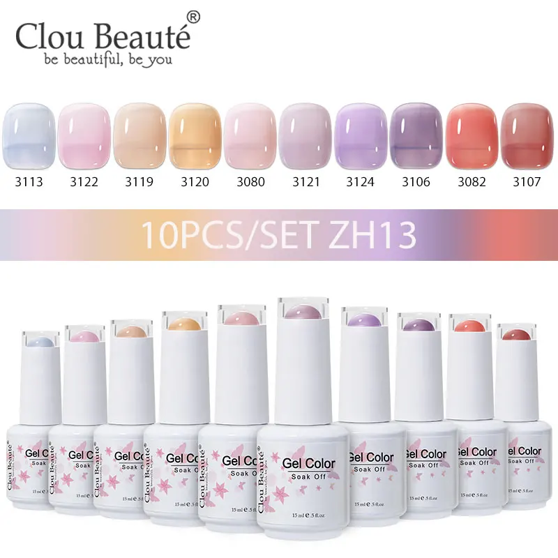 Clou Beaute 10ชิ้น/เซ็ต15มล. สีเจลทาเล็บเคลือบฐานด้านบนเล็บ Primer Vernis กึ่งถาวร UV เจล lakiery hybrydowe