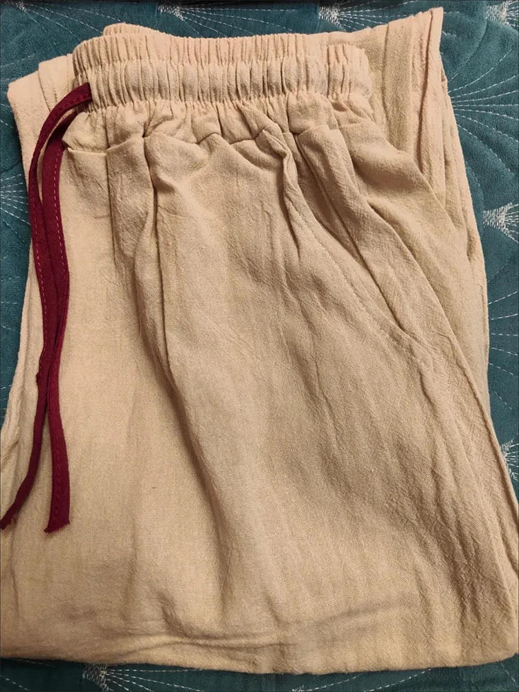 Pantalones bombachos de lino y algodón para mujer, pantalón holgado de cintura alta, Delgado, informal, 5xl talla grande, primavera y verano, 2024