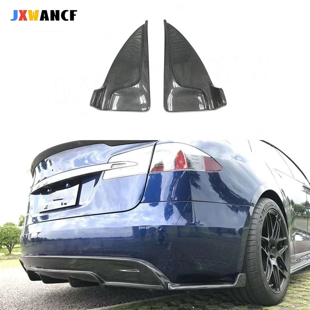 

JXWANCF Carbon Fiber or FRP Rear Bumper Lip Splitters Flaps For Tesla Model S 70D P85D 90D P100D Sedan 4 Door 2016-2017 2Pcs/Set