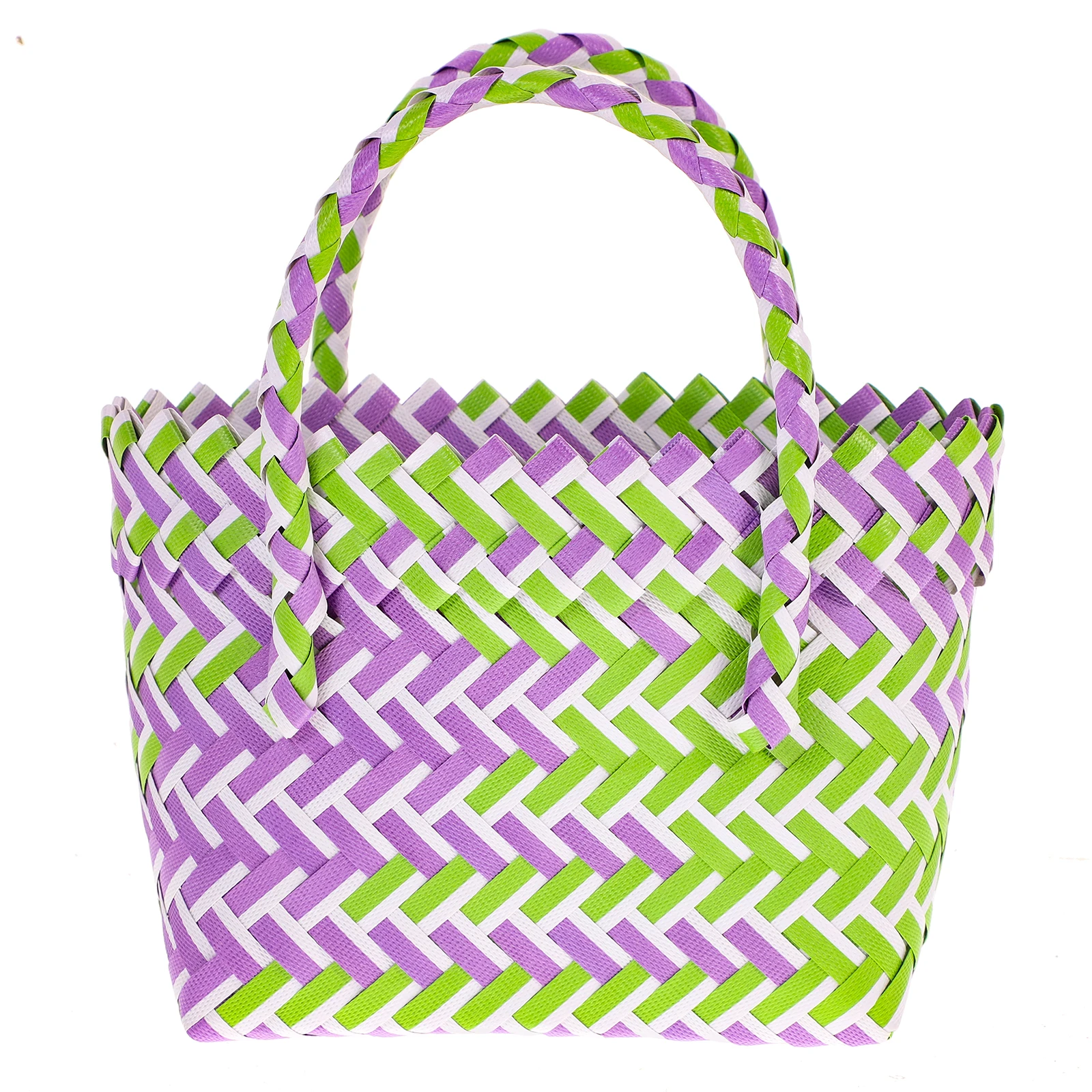 

Pvc Storage Baskets Woven Basket Lightweight Portable Rustic Fruit Picnic Outdoor Shopping Beach Tote Vegetables Laundry