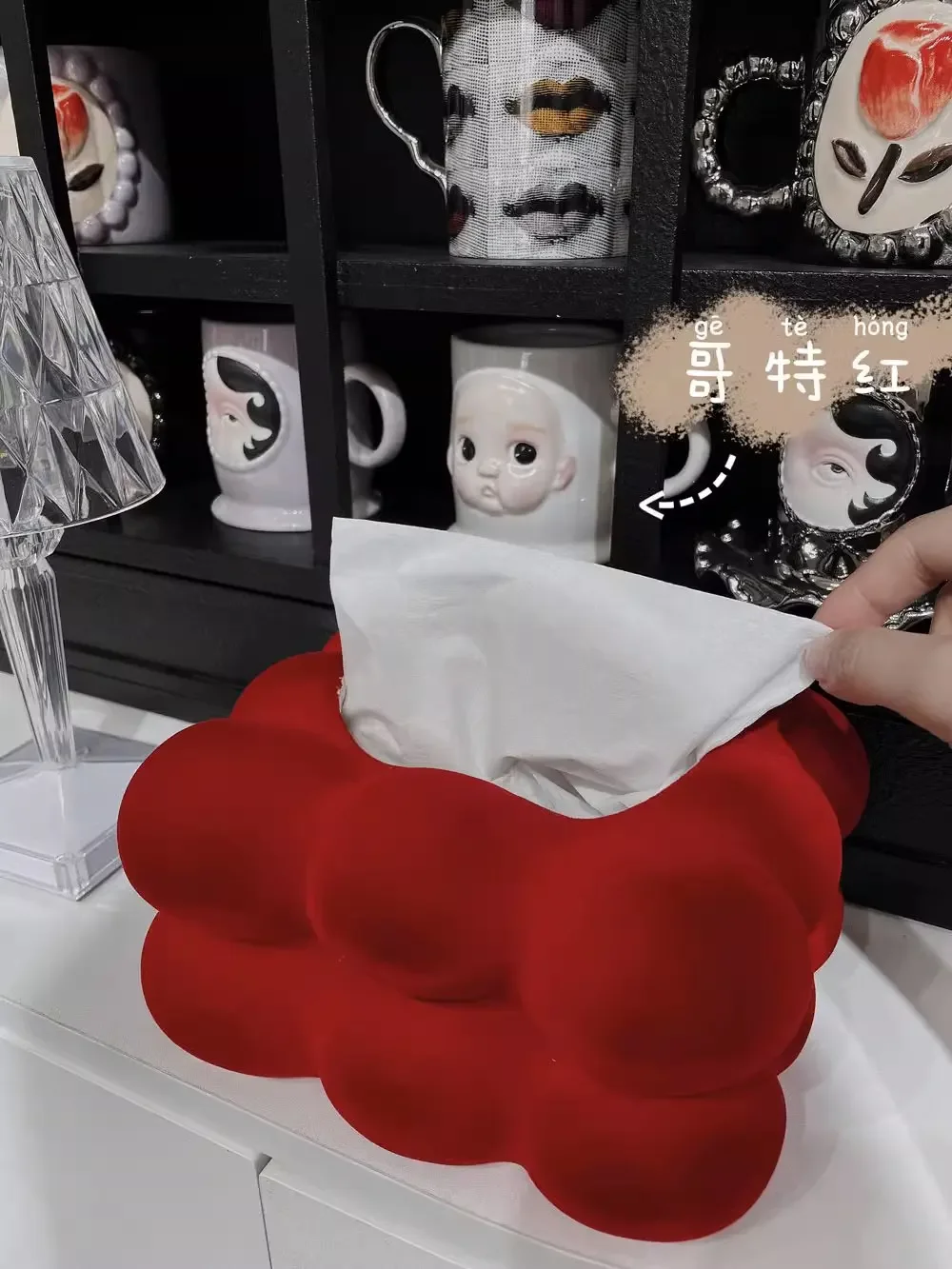 French Klein Blue Tabletop Tissue Box Decorations Living Room Premium Velvet Ceramic Dining Table Drawer Paper Storage Box