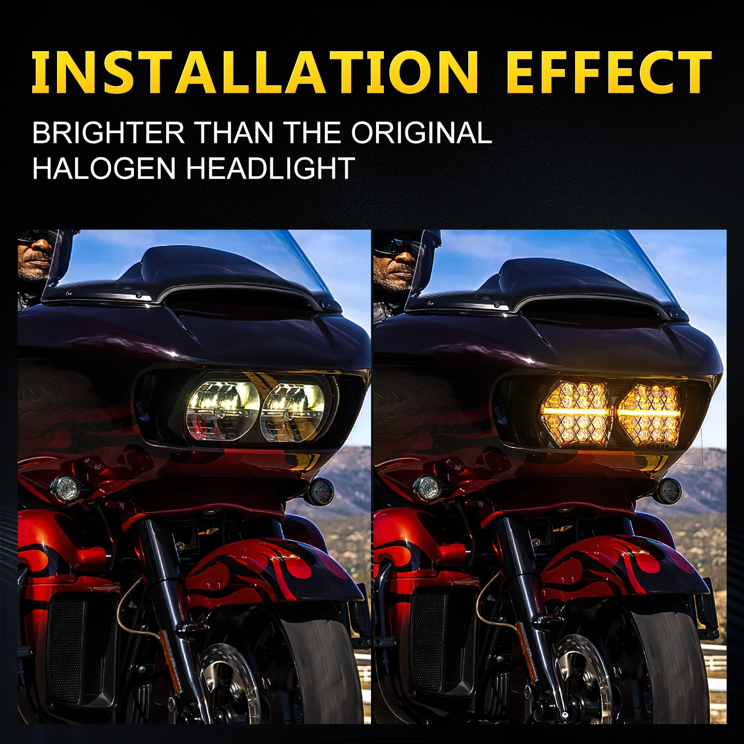 Lantsun RG001 7inch Double Headed Motorcycle LED Light NEWEST 240W Honeycomb LED Lights