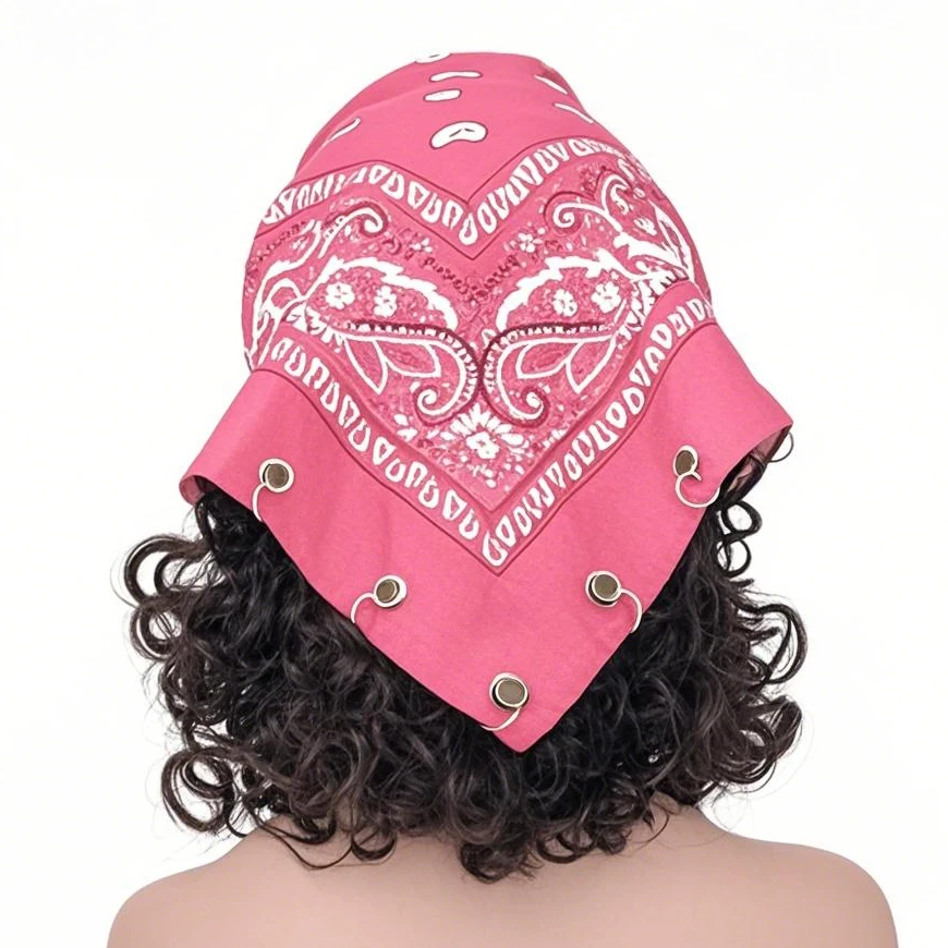 

AWAYTR Pink Cashew Hair Bands Fashion Hollow Ring Hair Scarf For Women Flower Knit Holiday Headband Bohemian Hair Accessories