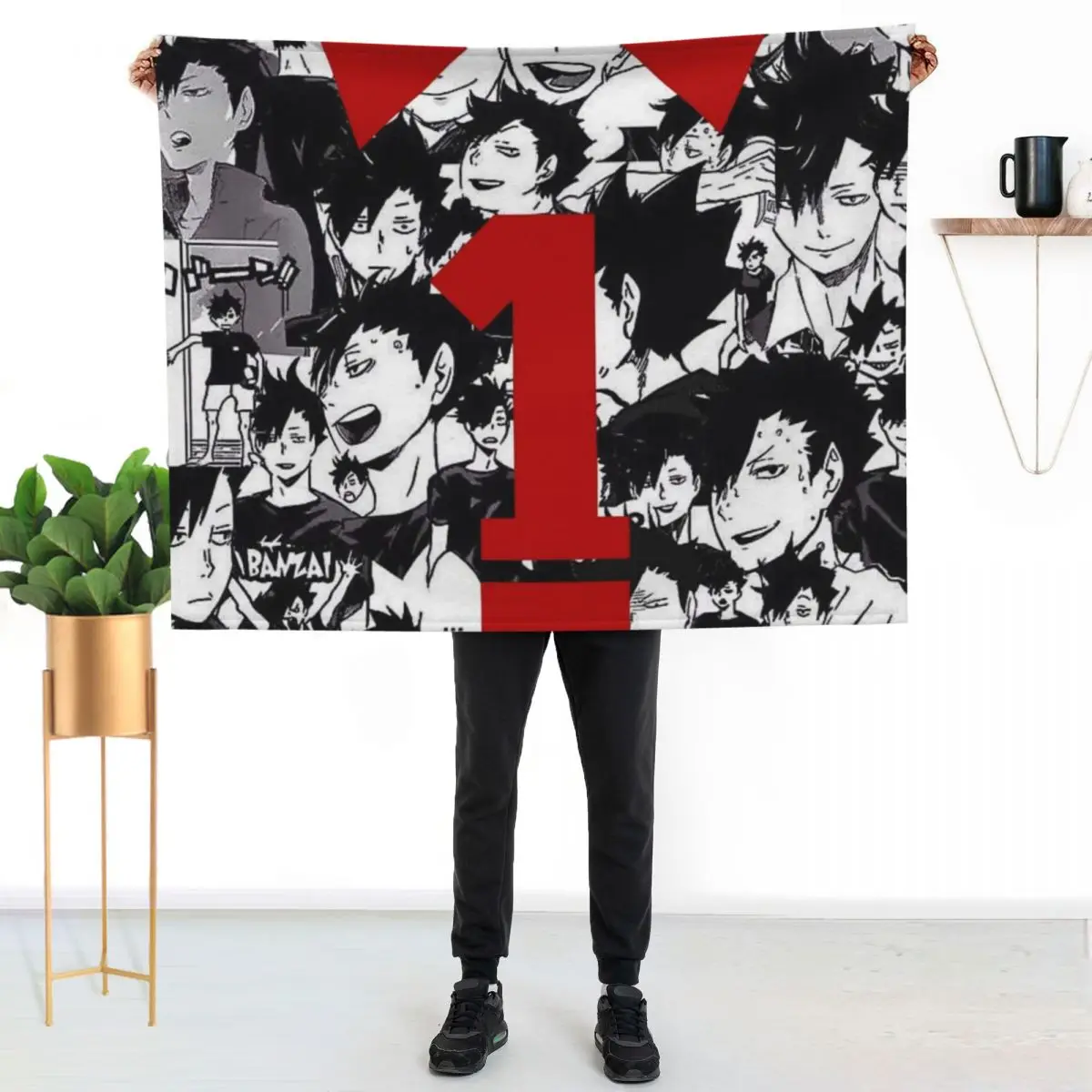 

kuroo jersey collage Throw Blanket Warm Accent Blanket for Living Room Decoration