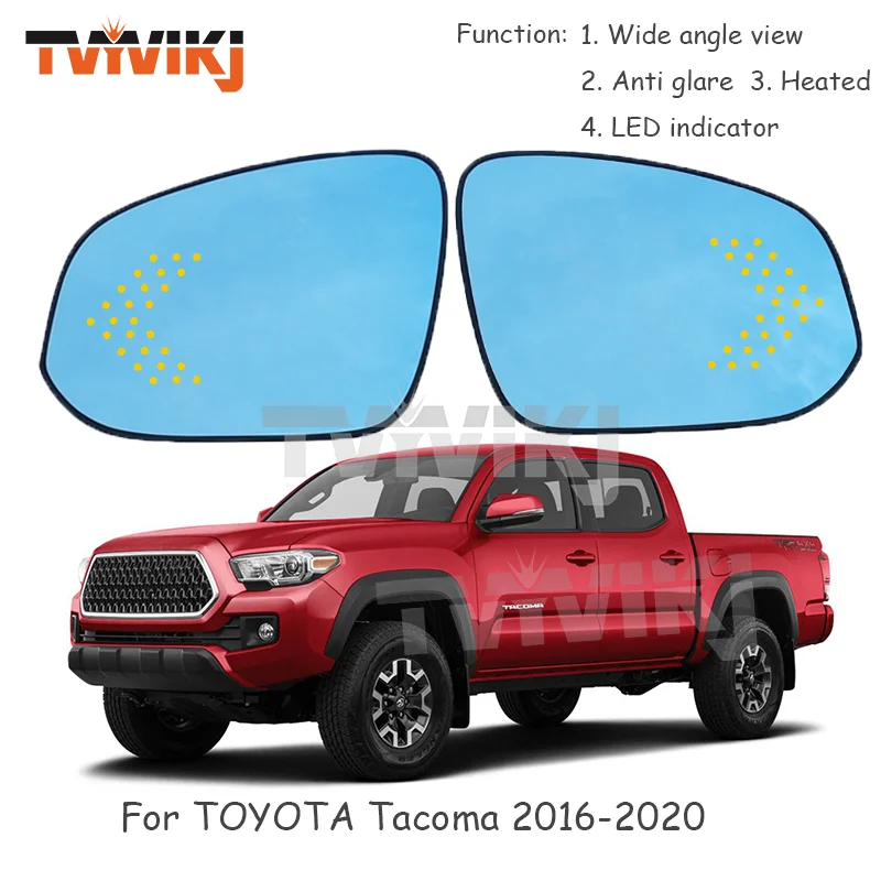 

1 pair heated Side Rearview Mirror Blue Glass Lens LED indicator For TOYOTA Tacoma 2016-2020 Wide Angle View anti glare