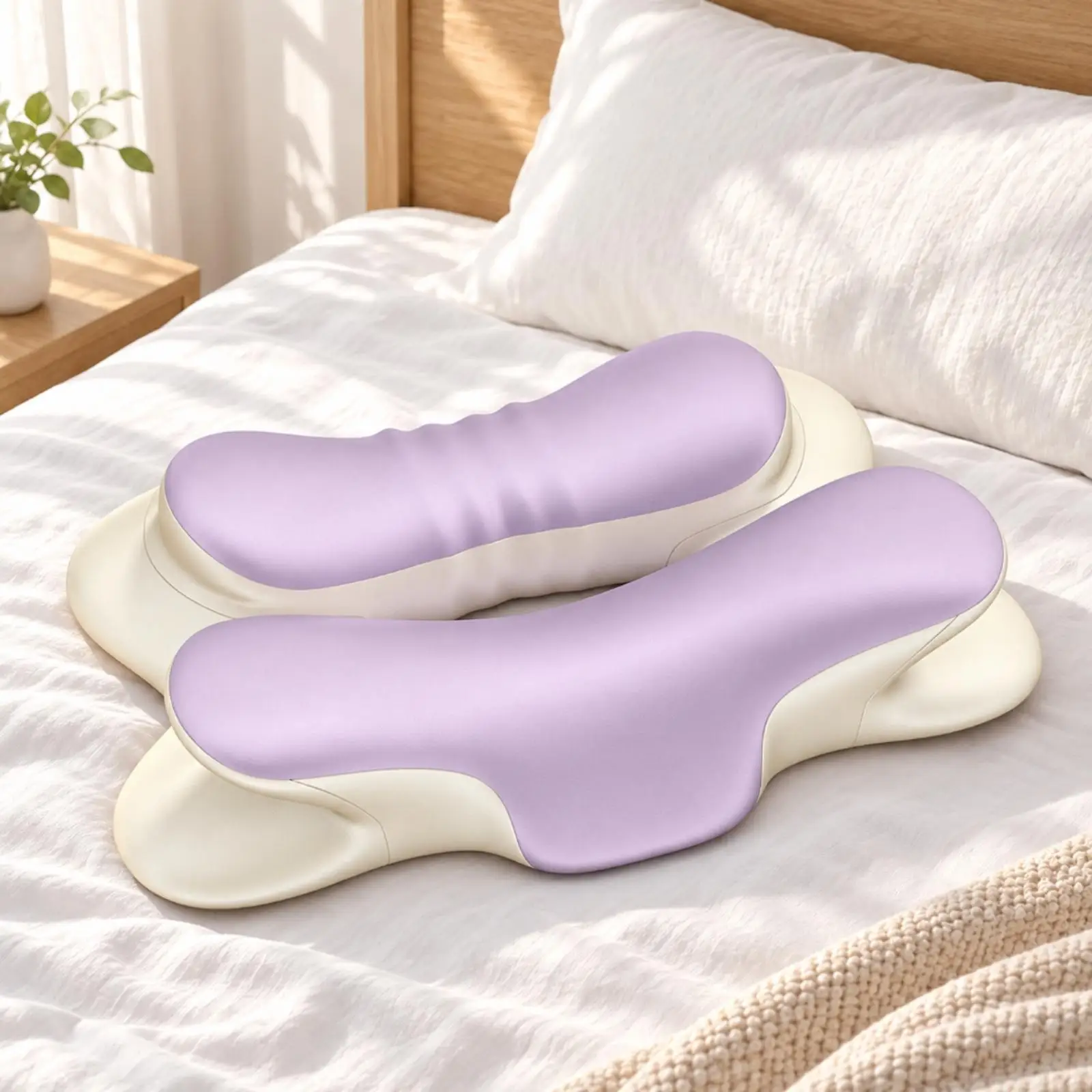 Ergonomic Memory Foam Pillow for Neck Alignment Butterfly Contour with Shoulder Support for Side Sleepers Home Bed Dormitory Use