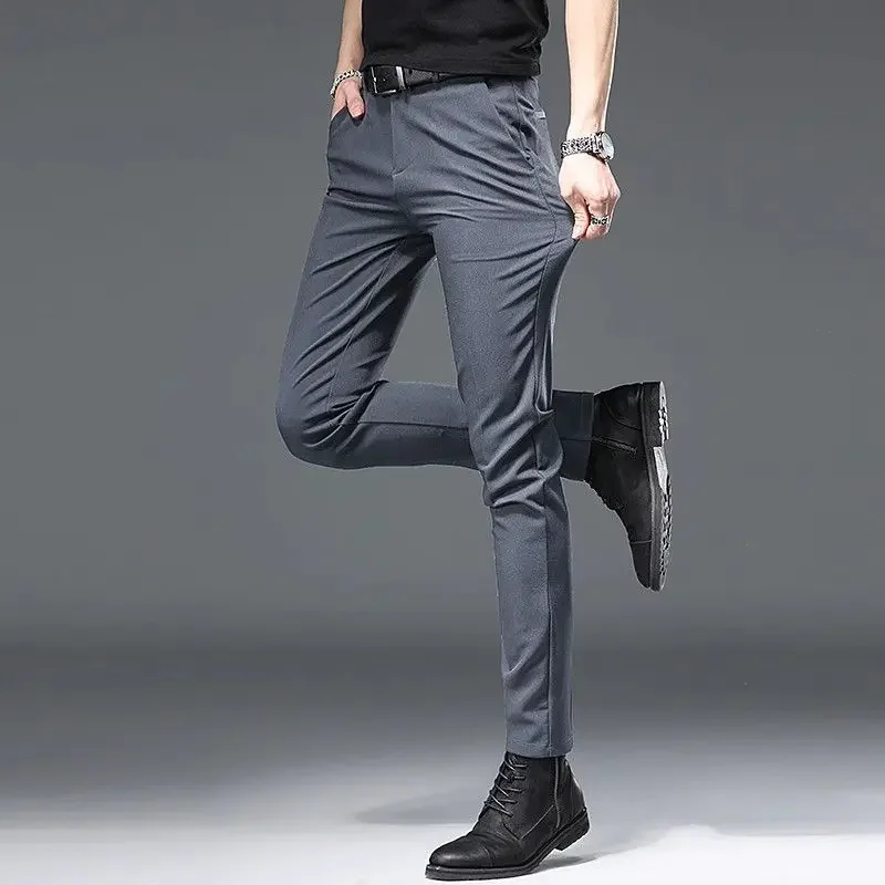 Slacks High Quality Cool Male Trousers Cooling Ice Silk Low Price Stylish Men\'s Casual Pants Sale Big Size Streetwear Classic