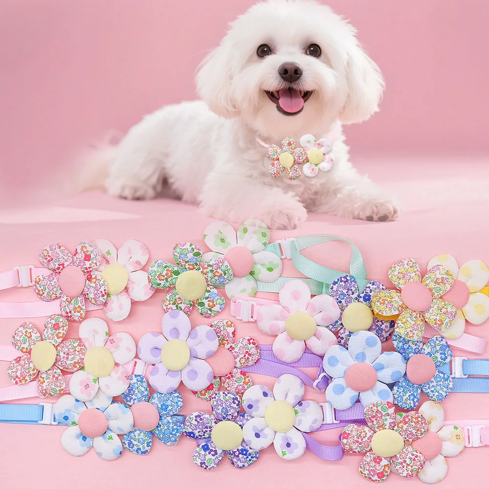 

100pcs Fashion Summer Bowties For Dogs Cute Flower Small Dogs Cats Bow Tie Neckties For Dogs Pets Grooming Pet Supplies