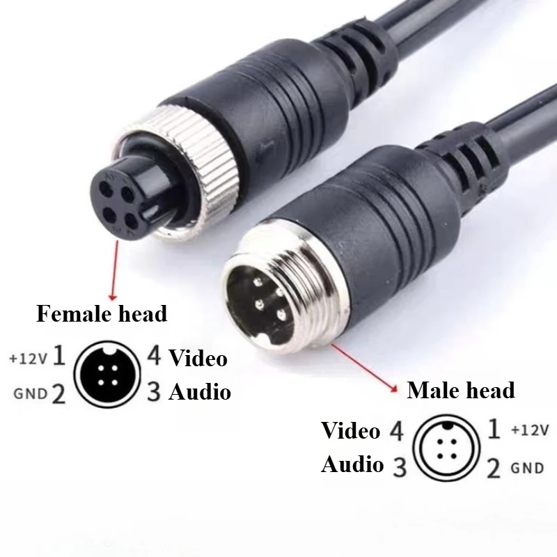 4 Pin Aviation Extension Video Cable for Bus Turck Van Lorry RV Monitor CCTV DVR TV backup Camera Wiring Harness Connection