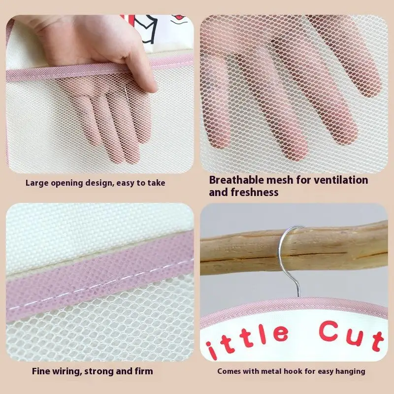 Bolsa de malha de armazenamento de grande capacidade de 2/3 camadas, bolsa de armazenamento de meias, organizador de guarda-roupa respirável com cabide de roupas