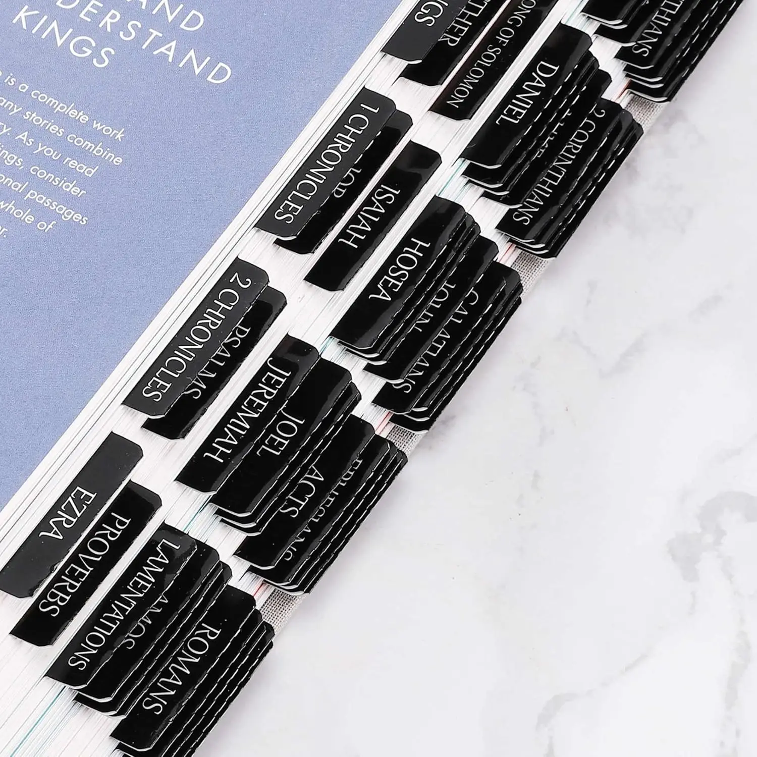 Reposition Laminated Bible Tabs Large Print Stickers Easy to Read and Apply Bible Tabs for Women and Man Black