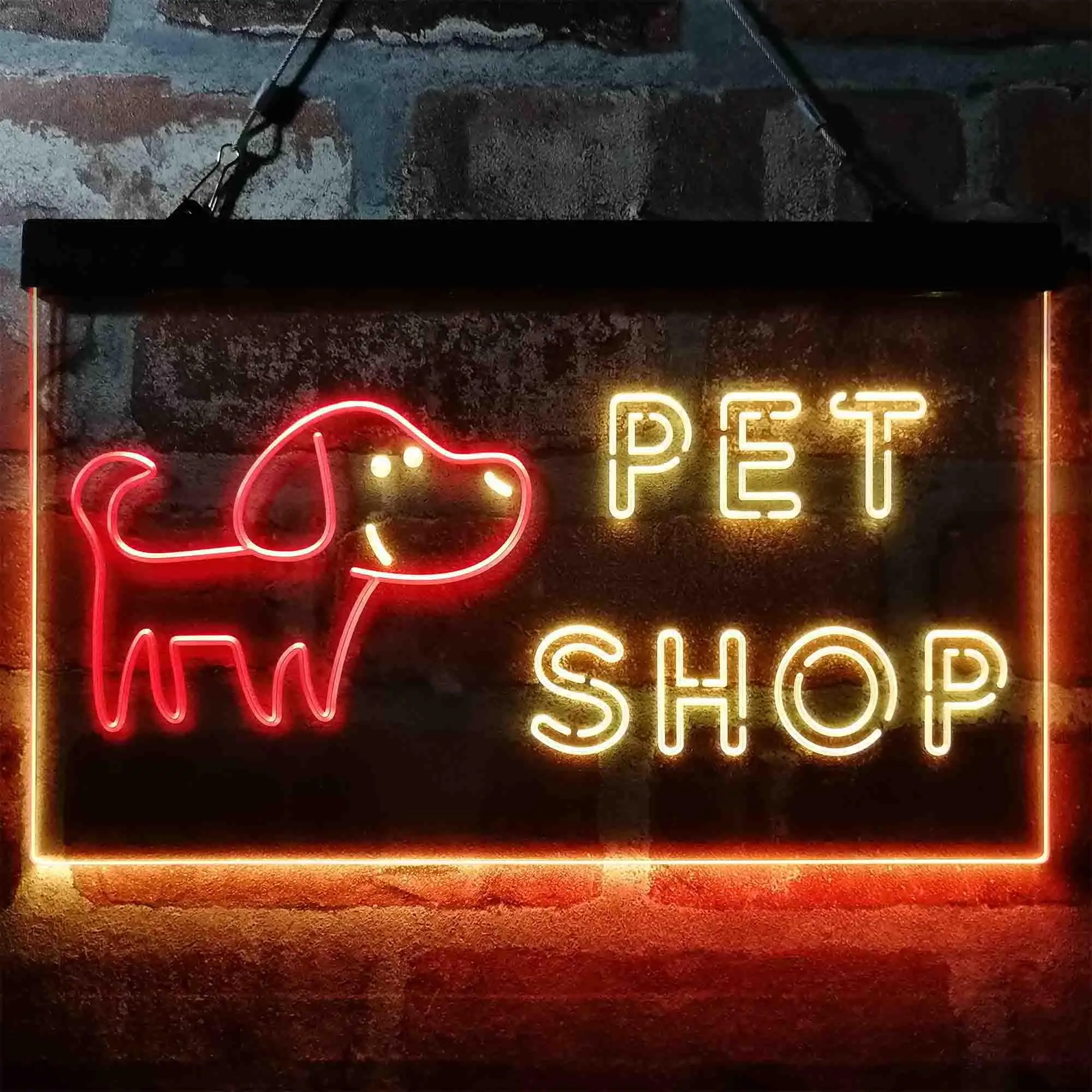 

PET SHOP. with Cute Dog Dual Color Led Neon Sign st6-i3990