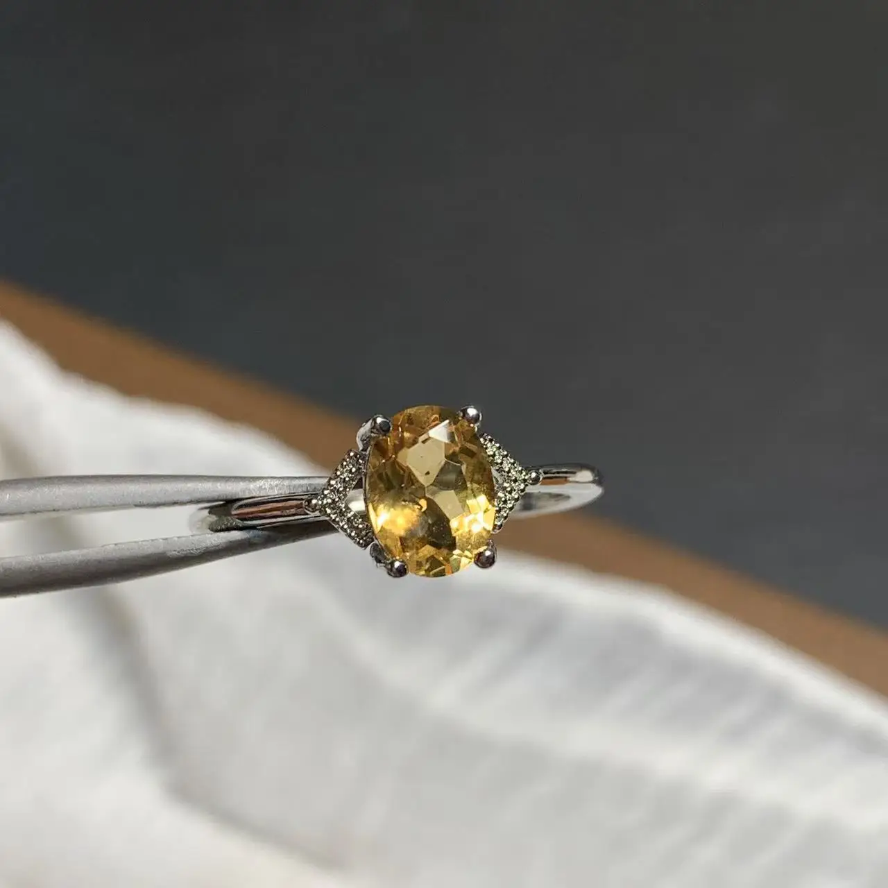 7MM Natural Citrine Ring Adjustable Female Ring Jewelry for Women Gift Wholesale High Quality Vintage Fine