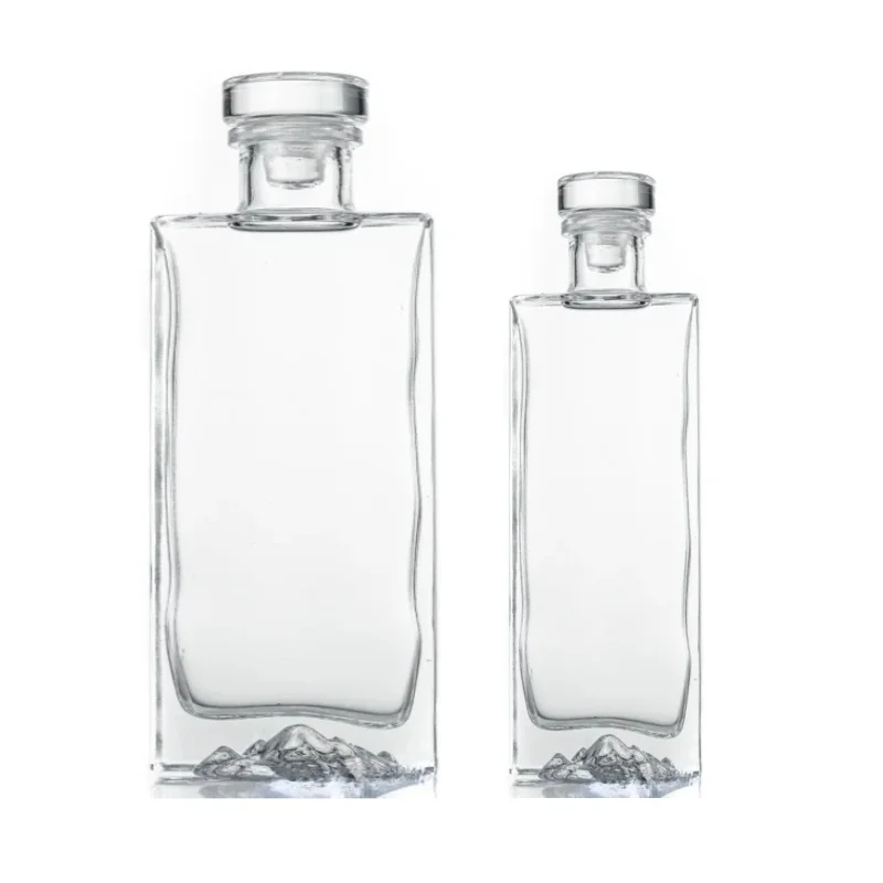 Full Body Glass 250-500ml Creative Hill Wine Bottle Whiskey Vodka Sake Shochu Self-Brewing Sealed Bottle Hip Flask Decanter