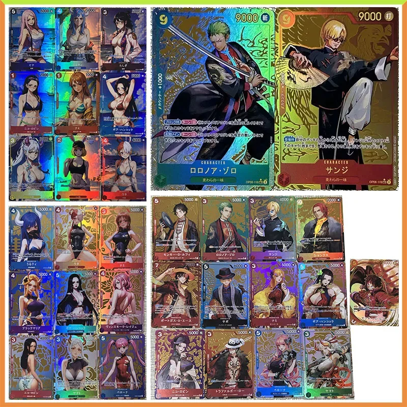 

9PC/Set Anime ONE PIECE DIY Laser Flash Cards Perona Nami Sanji Reiju Toys for boys Collectible Cards Christmas Birthday Present