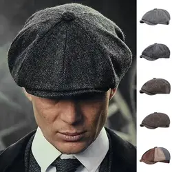 Men Newsboy Hat Spring Autumn Retro Beret Hat Men Octagonal Cap English Style Street Cap Warm Headwear Women Painter Hat