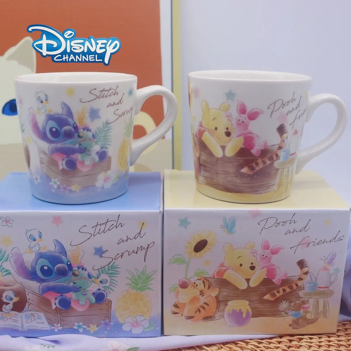 Disney Stitch Winnie the Pooh ceramic mug Winnie Pooh cartoon household mug office milk coffee cup desktop decorative ornaments