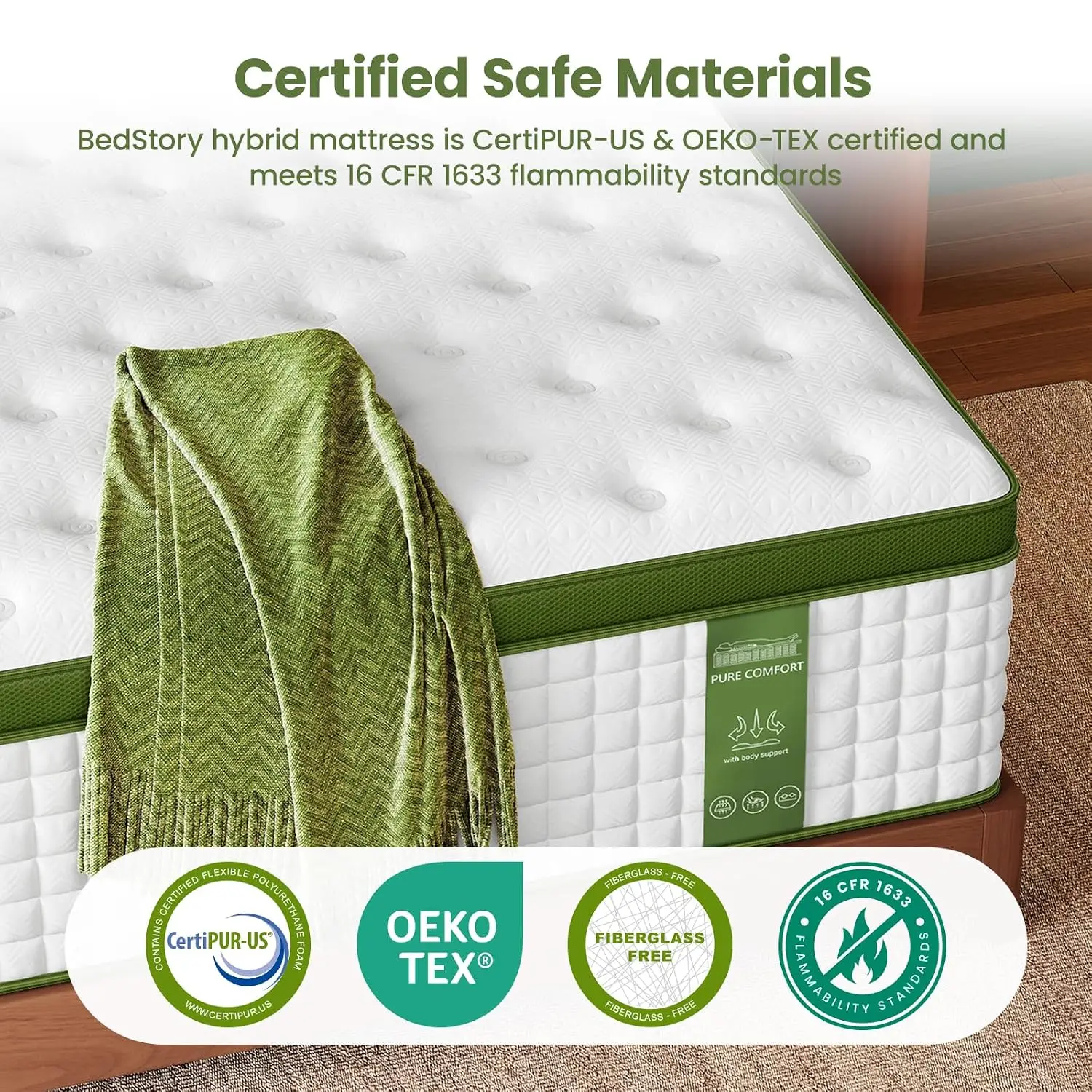 Firm 13 Inch Mattress Queen, Luxury Hybrid Mattress for Back Pain Relief with Zoned Lumbar Support, Hotel, Customized