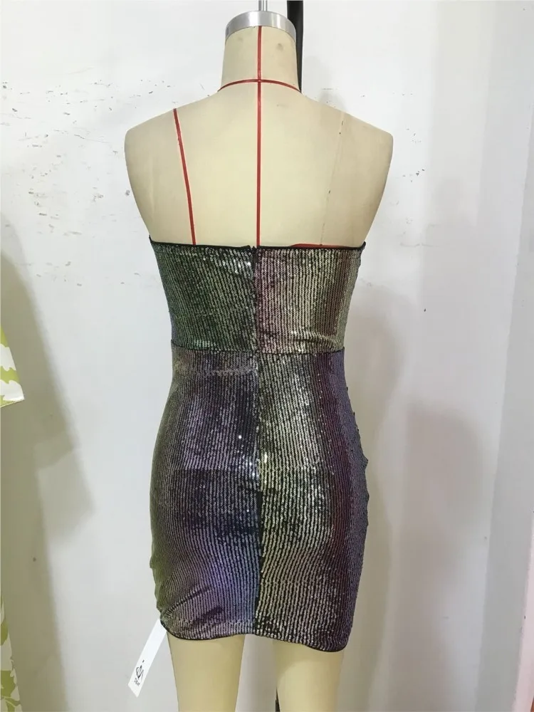 Vestido Sexy de lentejuelas con purpurina para mujer, corsé ajustado sin tirantes, fruncido, sin espalda, Mini vaina, Vestidos de Noche de lujo,