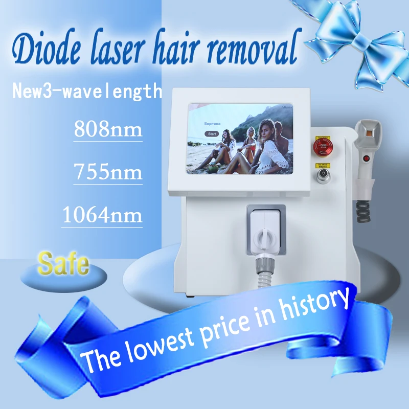 

Wholesale Price 2000W 3 Wavelengths Permanent Painless 808nm Portable Diode Laser Hair Removal Machine Whole Body Hair Removal