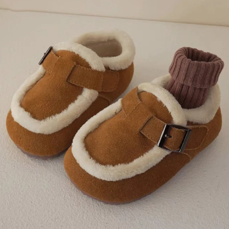 Children's Warm Shoes 2024 Winter Girls' Cotton Shoes Plush Boy's Plush Shoes Two Cotton Warm Soybean Shoe