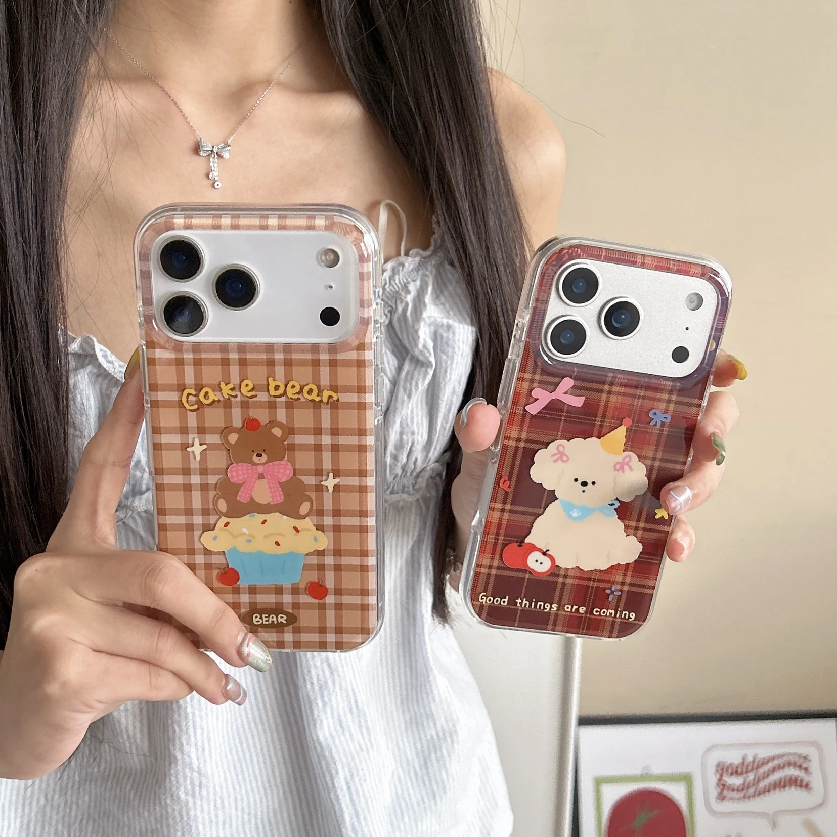 الكورية Ins لطيف الكرتون الوردي القوس الدب كعكة جرو براون منقوشة جراب هاتف آيفون 17 16 15 14 13 برو ماكس الغطاء الخلفي صندوق #1