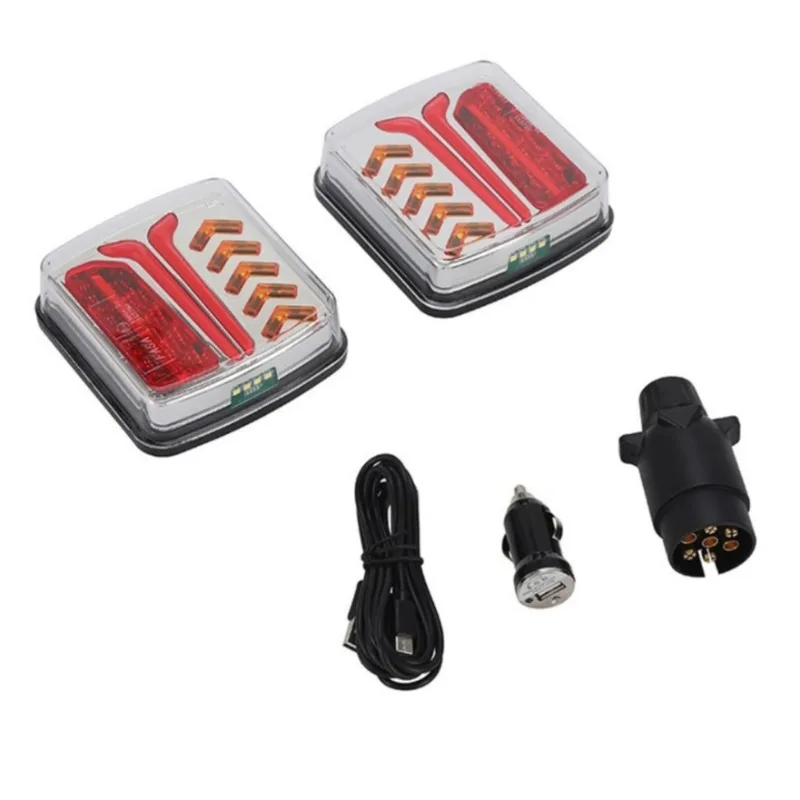 Wireless Magnetic LED Trailer Tail Light Car Tail Light 12V 24V Waterproof Rear Brake Turn Signal Warning Lamp Safety Tow Light