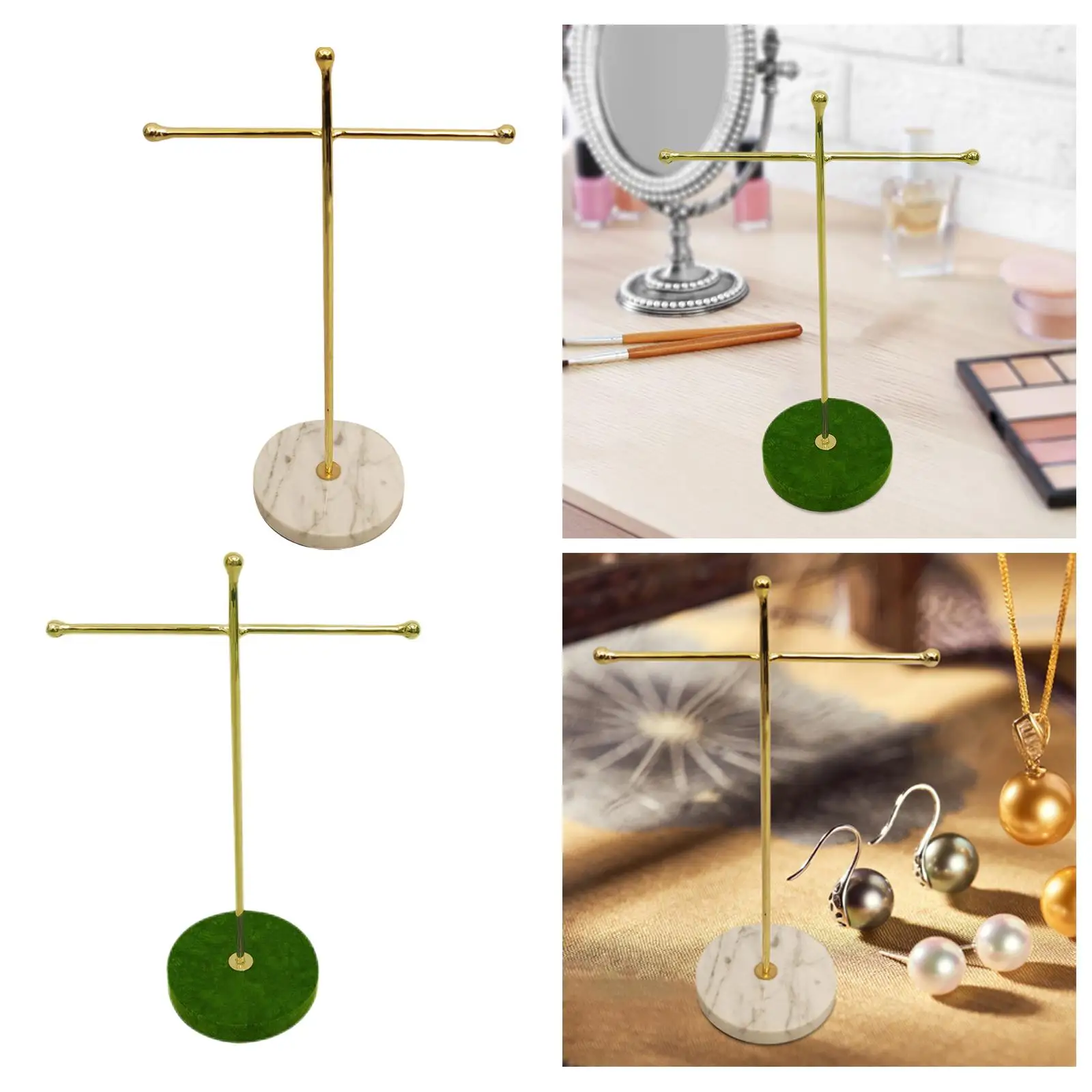 Jewelry Display Stand Table Ornament with Marble Base Jewelry Display Necklace Holder Stand for Props