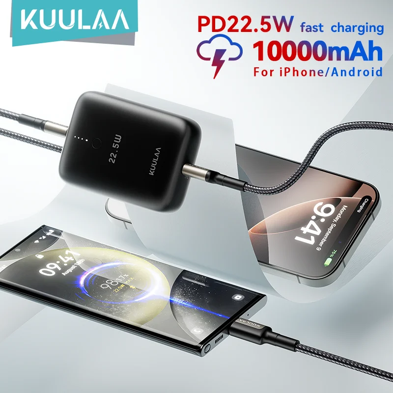 

KUULAA 10000mAh Power Bank Portable Mini Charger 22.5W Fast Charging External Battery for iPhone16/15/14 Samsung Xiaomi PowerBan