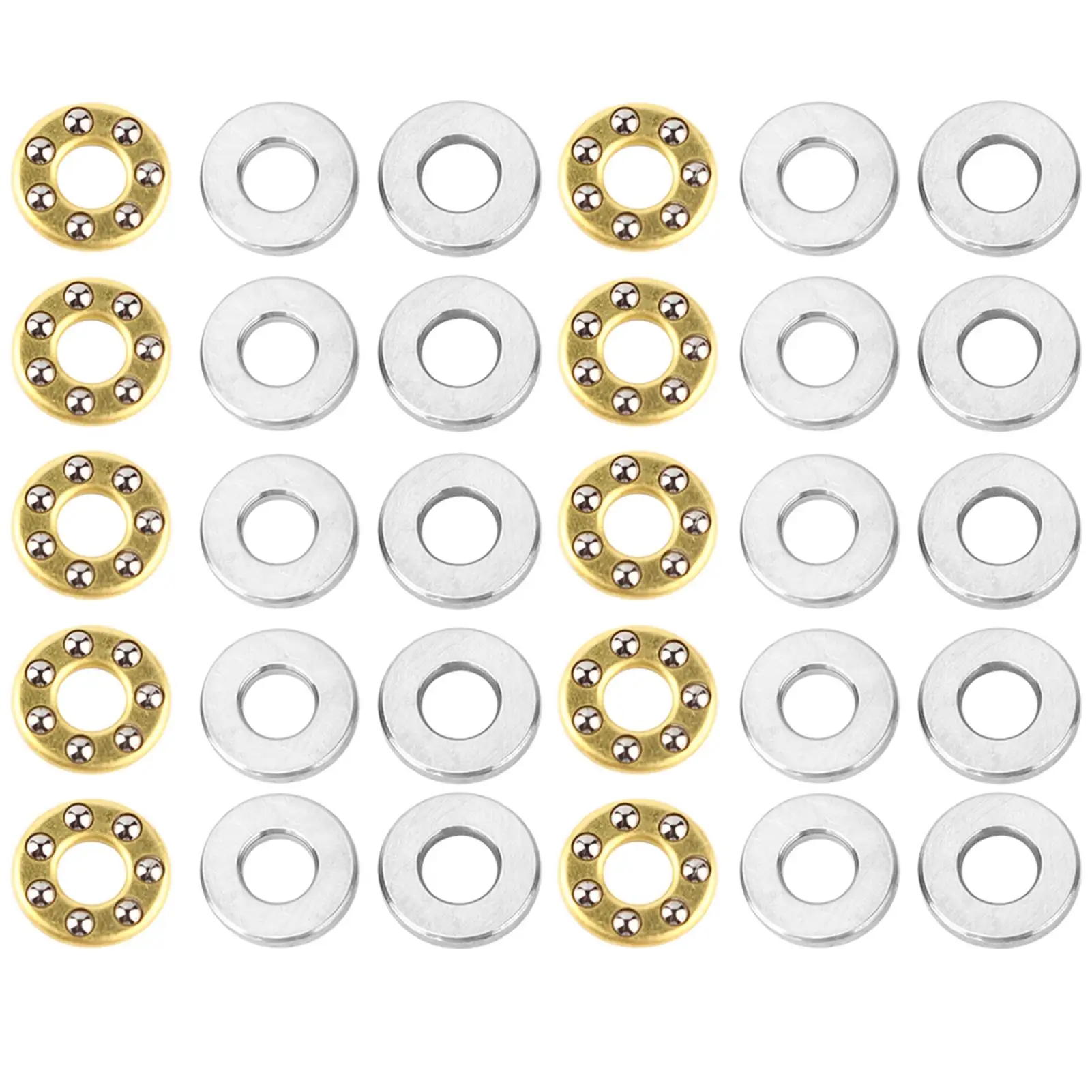 10 Pcs Miniature Thrust Needle Roller Bearings Set, F2.5-6M/F3-8M/F4-9M/F4-10M High Precision Metal Axial Flat Bearings