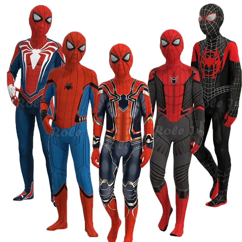AA BCBNZ Costume da ragno di ferro per bambini Halloween Incredibili miglia Zentai Peter Parker Supereroe Abiti da festa 2025 Nuovo