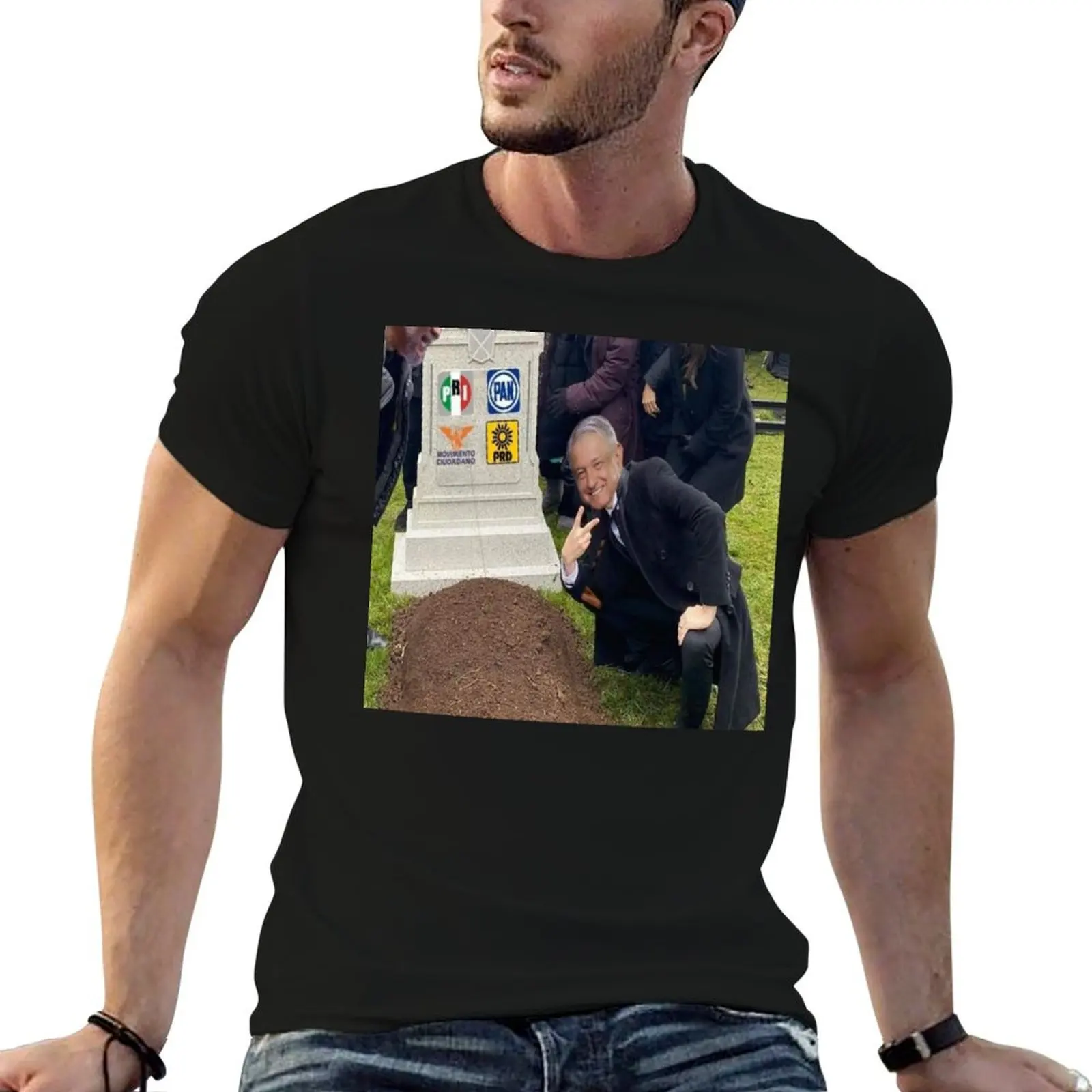 Camiseta Amlo para hombre, camiseta de verano negra de algodón, camiseta lisa para hombre, paquete de camisetas de algodón, paquete de camisetas.