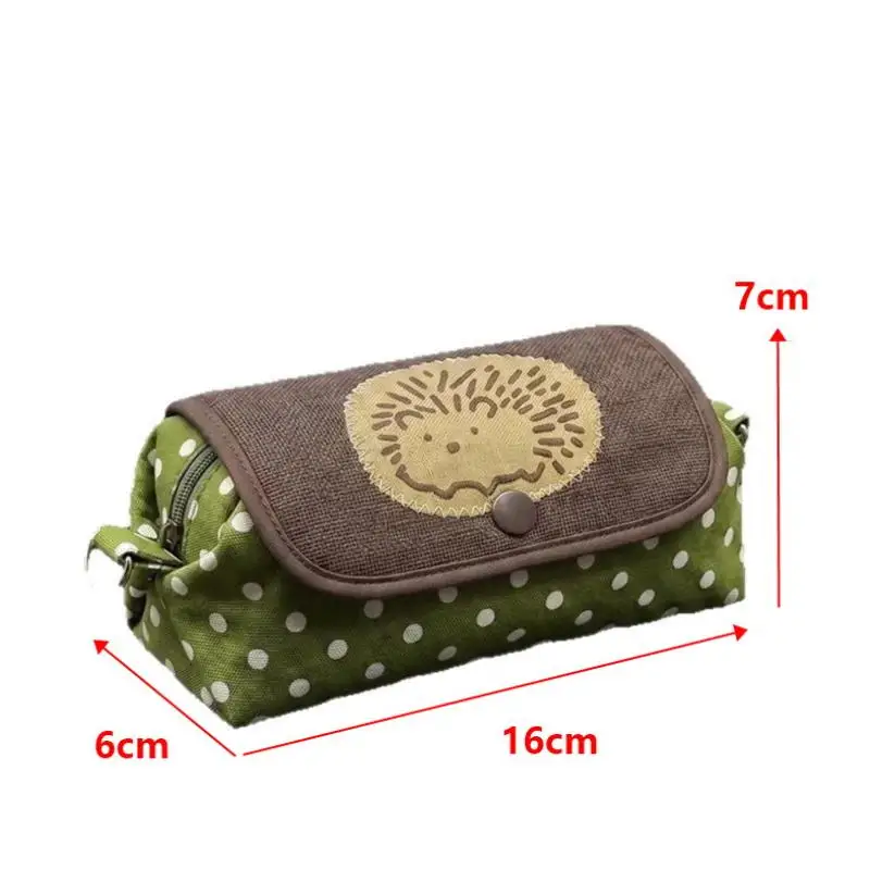 Niedliches Igel-Federmäppchen mit Tupfenmuster, große Kapazität, Kosmetiktasche, tragbare Schreibwarentasche, Aufbewahrungsorganizer für Frauen – Detail 1
