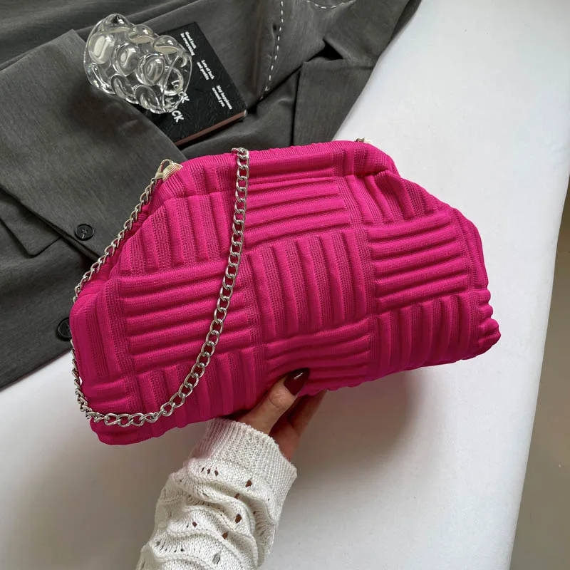 

Fashion Striped Cloud Dumpling Bag Pouch Towel Shell Clip Bags for Women Designer Handbag Clutch Chains Shoulder Crossbody Bag