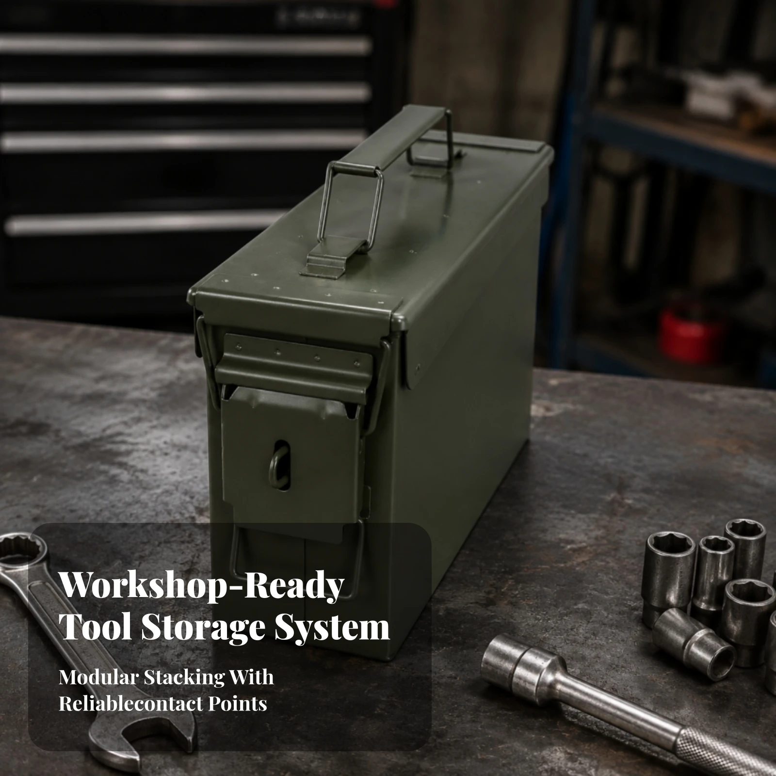 Tool Box with Hinged Lid Long-Lasting Metal Tool Box Metal Storage Organizer with Hinged Lid Secure Dustproof for Mechanics - view 6