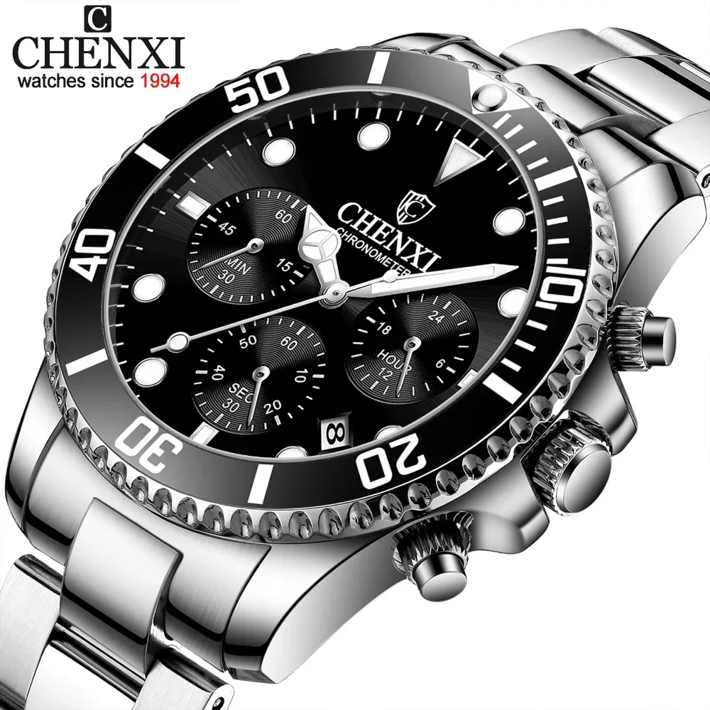 CHENXI 901 Quartz  for Watches Mens Business Top Luxury Brand Solid Stainless Steel Waterproof Luminous Date Wristwatch