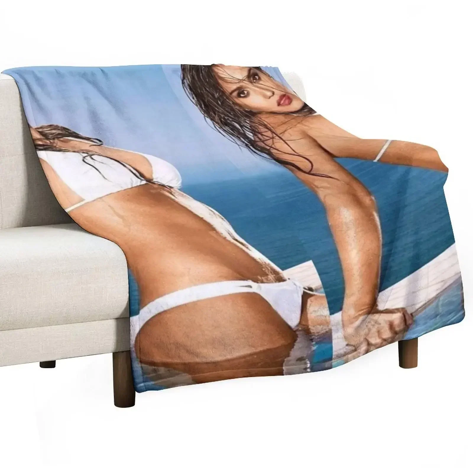 jessica alba sexy Throw Blanket Sleeping Bag Flannel Fabric Bed linens Decorative Beds Blankets