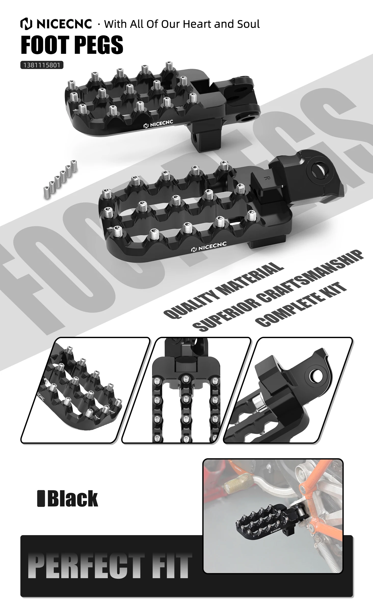 (EU-Lager) NICECNC Für KTM 690 SMC R 690 Enduro R Husqvarna 701 Enduro GasGas700 Verstellbarer Seitenständer 20mm Niedriger Größere Fußstütze – Detail 1