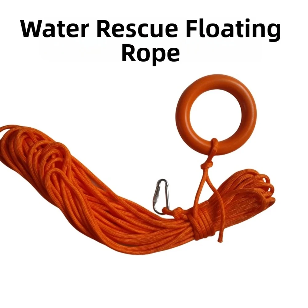 Buoyant 30 Meter Throwing Rope for Lifeguard Use Made of Polypropylene with Hand Ring and High Visibility Orange