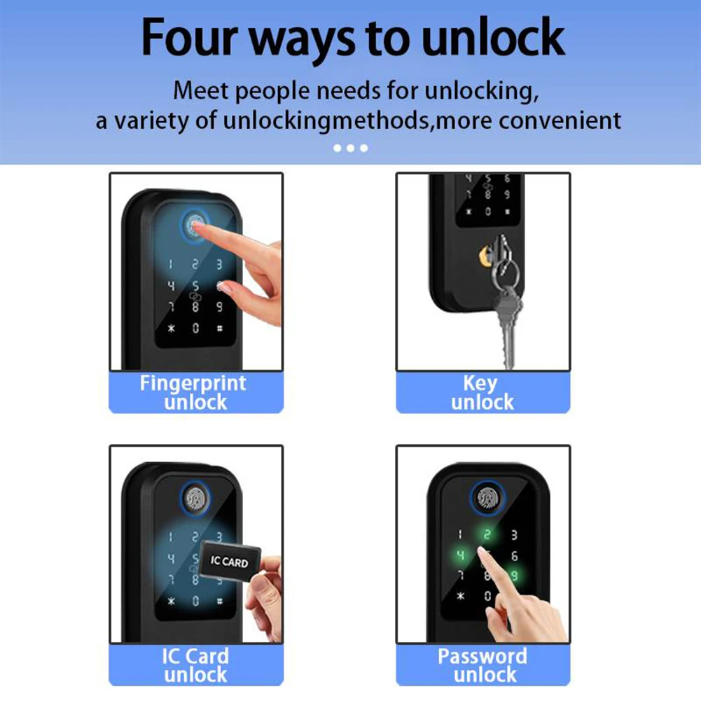 Biometric Electronic Door Lock Smart Digital Fingerprint Locks Anti-Peeping Keypad Deadbolt Passcode RFID Card Type-C Charging