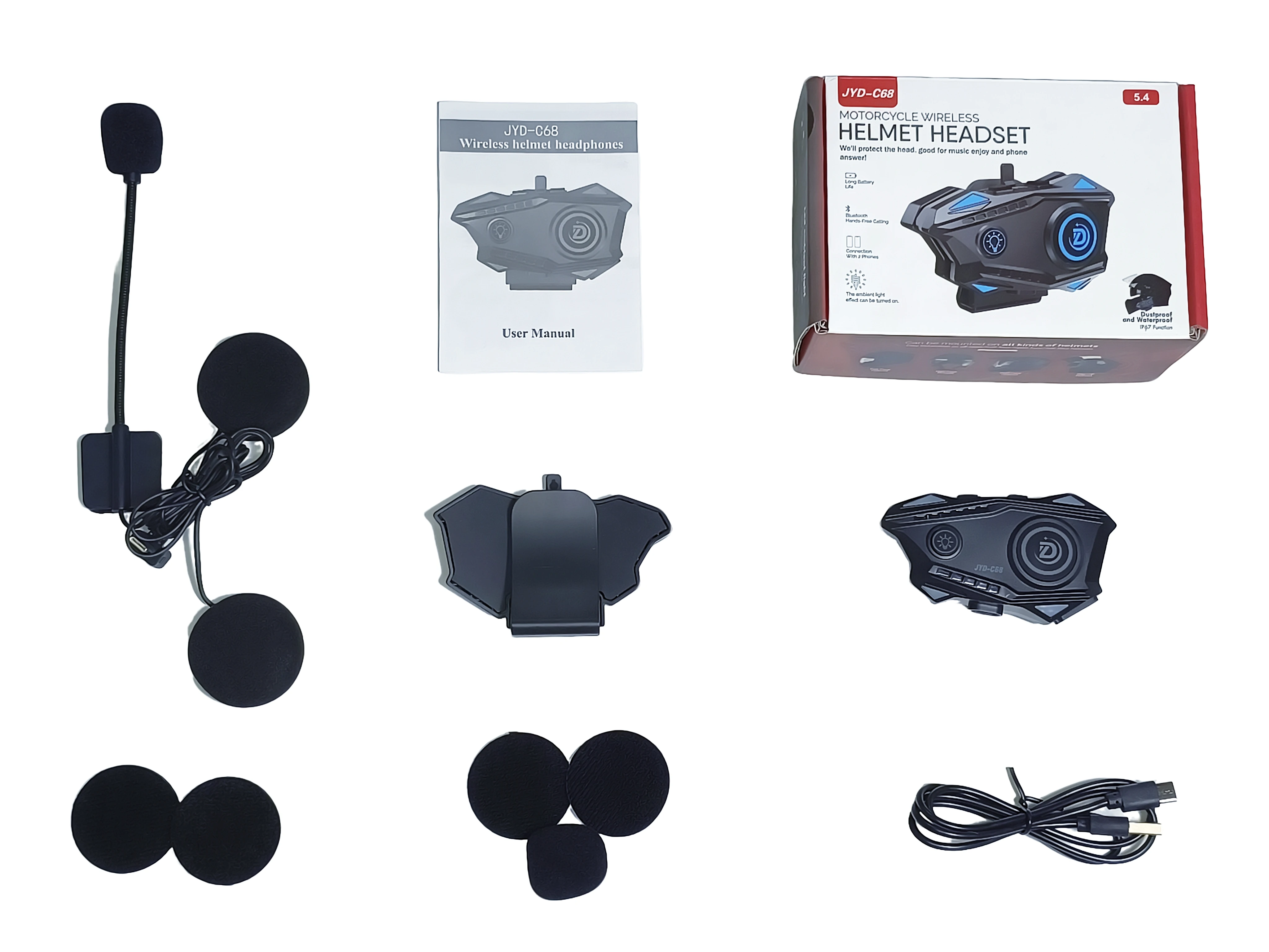 Nuovo Casco da Moto C68 con Auricolare BT e Assistente Vocale, Risposta Automatica