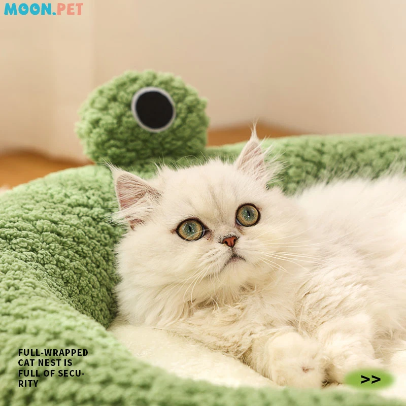 Pet Cat And Dog Bed Plush Round Cartoon Frog Mat Winter Warm Deep Sleep Comfort Soft Breathable Cat Dog House Pet Supplies