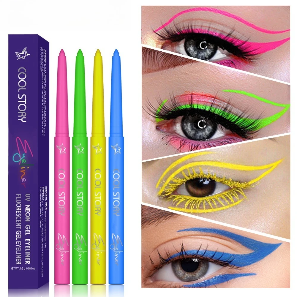 Lápis de Olhos UV Glow, Cor Vibrante, À Prova D'Água, Longa Duração para Arte Facial e Corporal, Maquiagem para Festas e Festivais, Hipoalergênico, Fácil de Remover